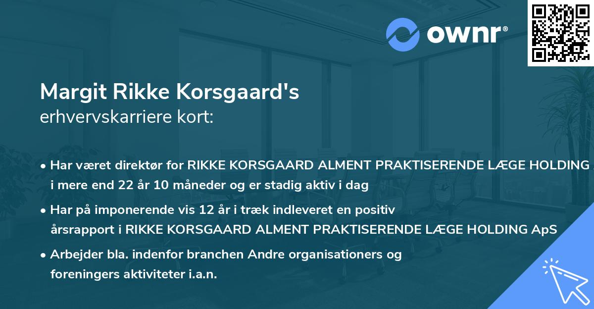Margit Rikke Korsgaard's erhvervskarriere kort