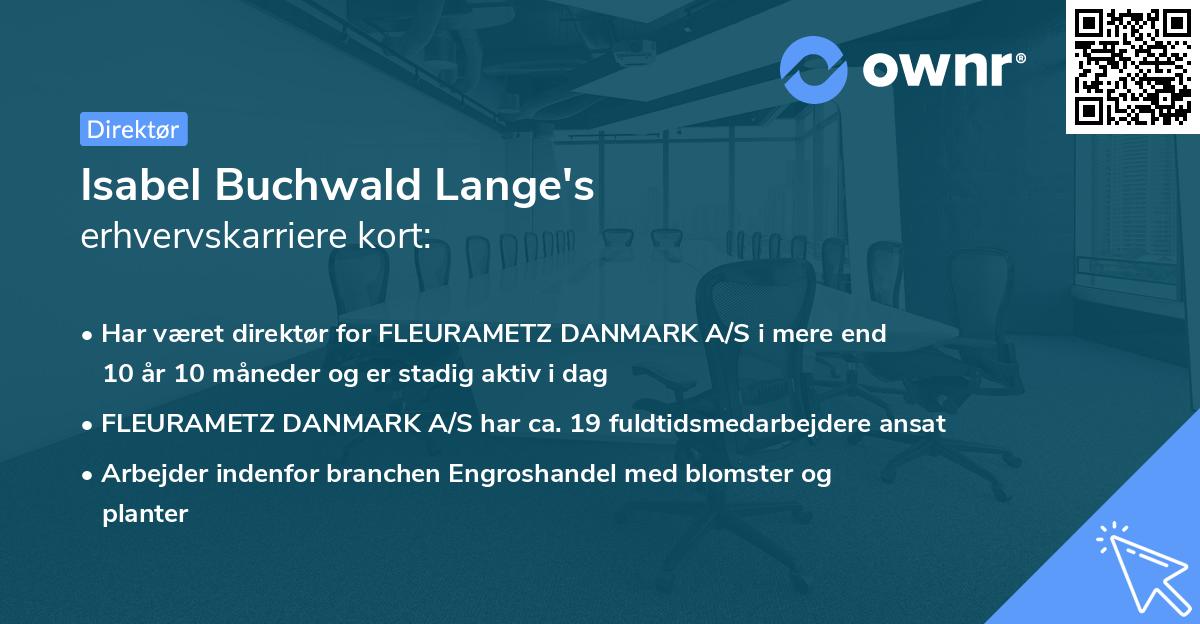Isabel Buchwald Lange's erhvervskarriere kort