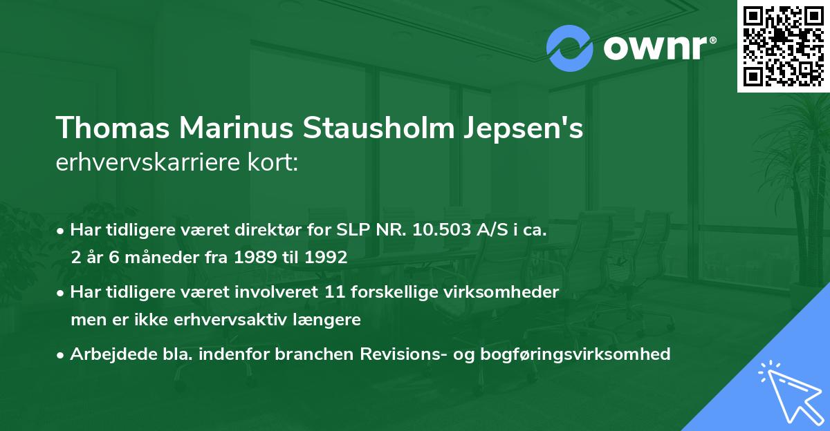 Thomas Marinus Stausholm Jepsen's erhvervskarriere kort