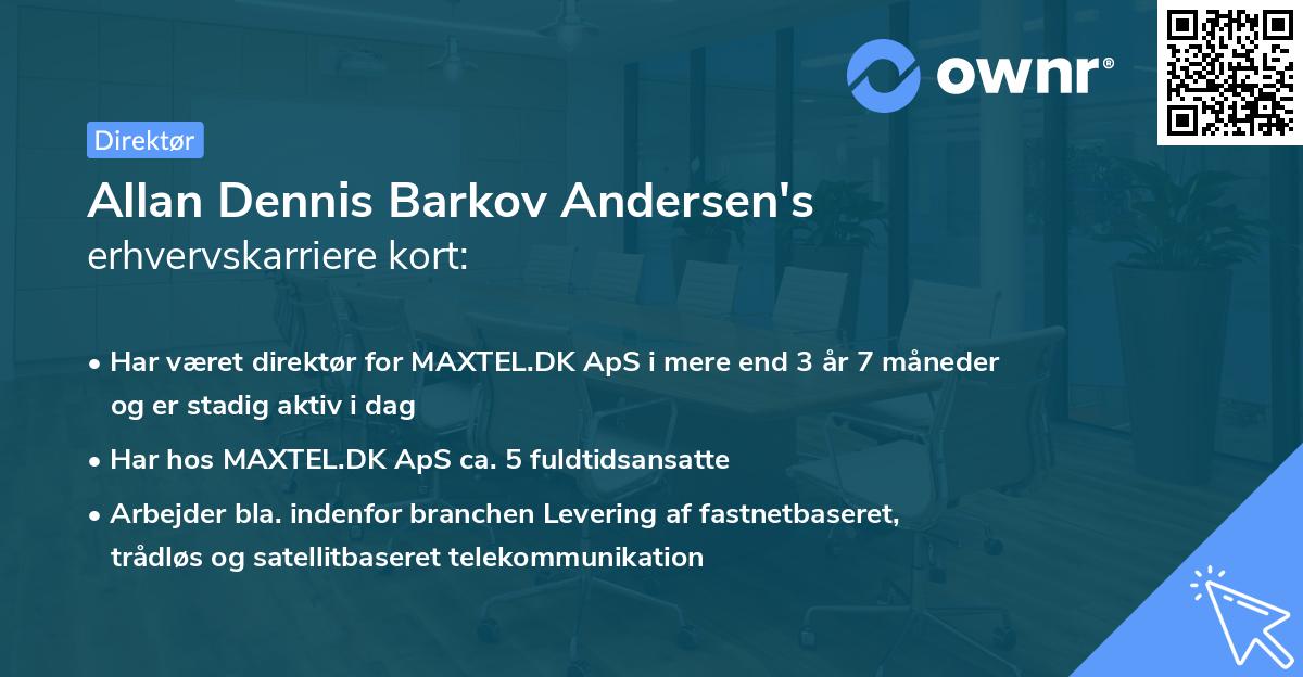 Allan Dennis Barkov Andersen's erhvervskarriere kort