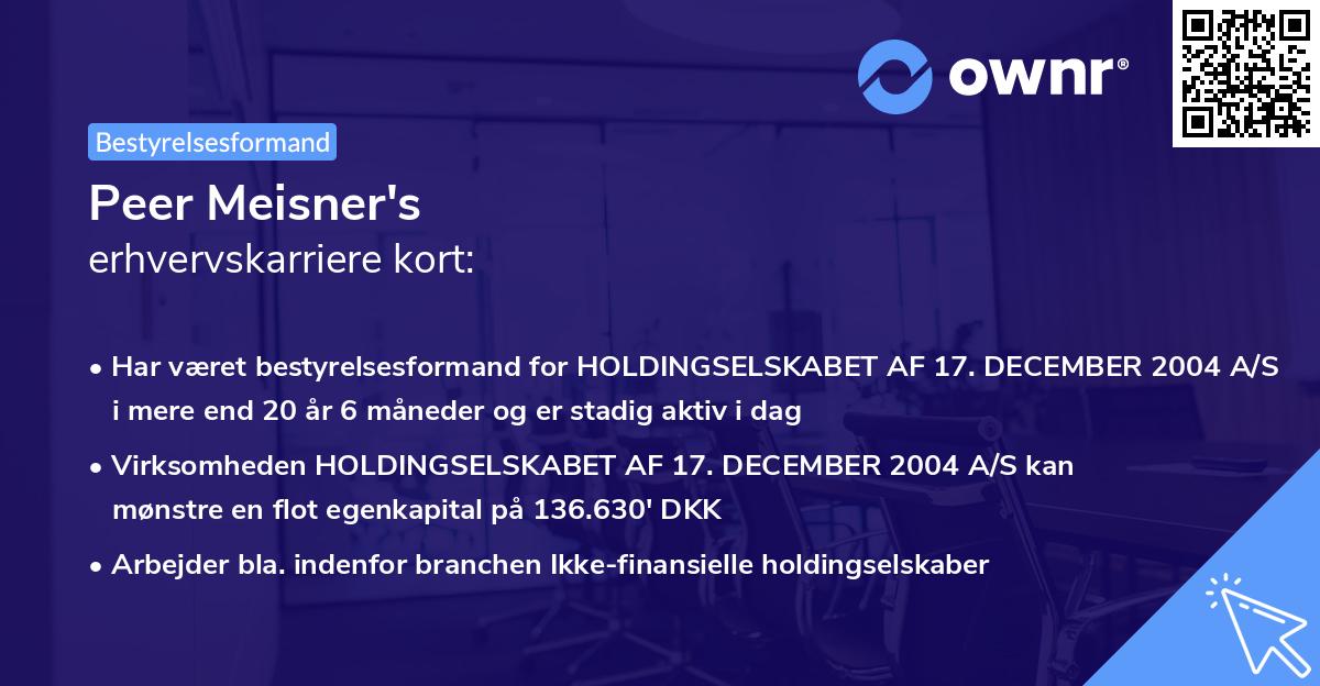 Peer Meisner's erhvervskarriere kort