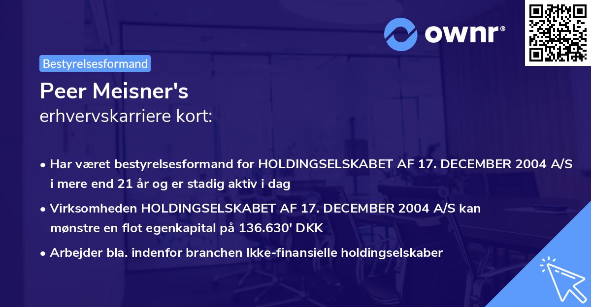 Peer Meisner's erhvervskarriere kort
