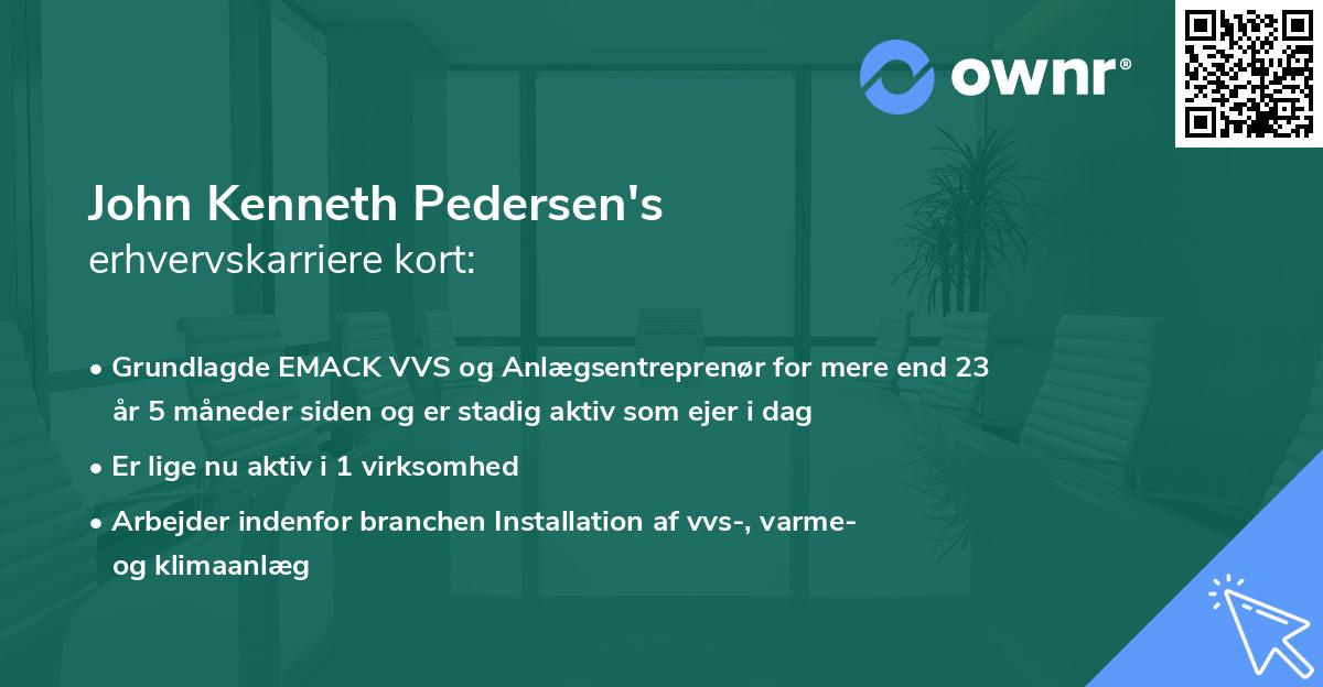 John Kenneth Pedersen's erhvervskarriere kort