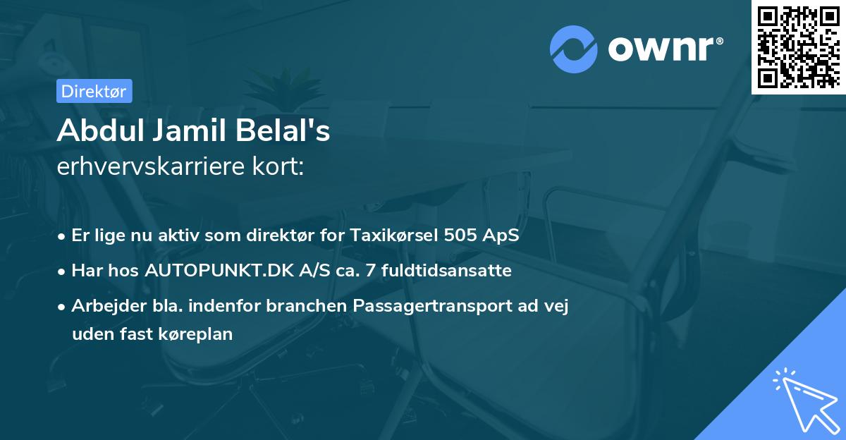 Abdul Jamil Belal's erhvervskarriere kort