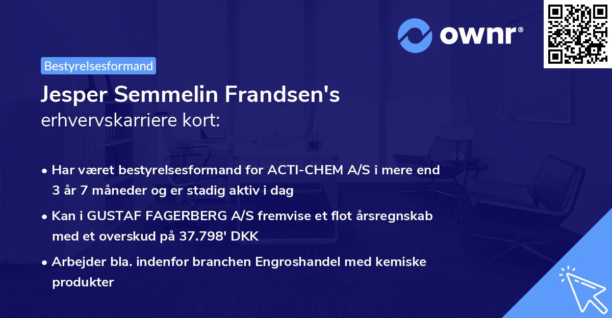 Jesper Semmelin Frandsen's erhvervskarriere kort