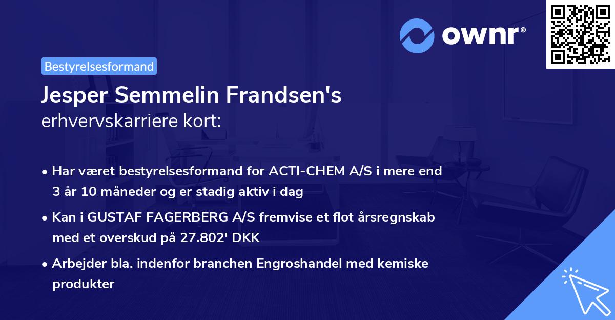 Jesper Semmelin Frandsen's erhvervskarriere kort