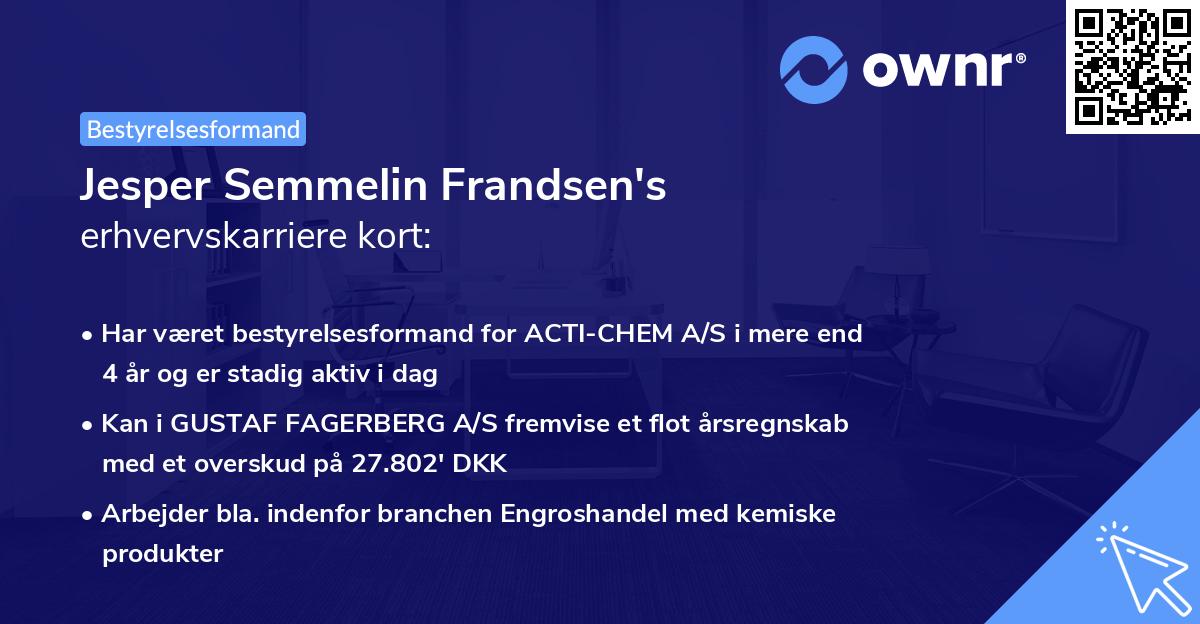 Jesper Semmelin Frandsen's erhvervskarriere kort