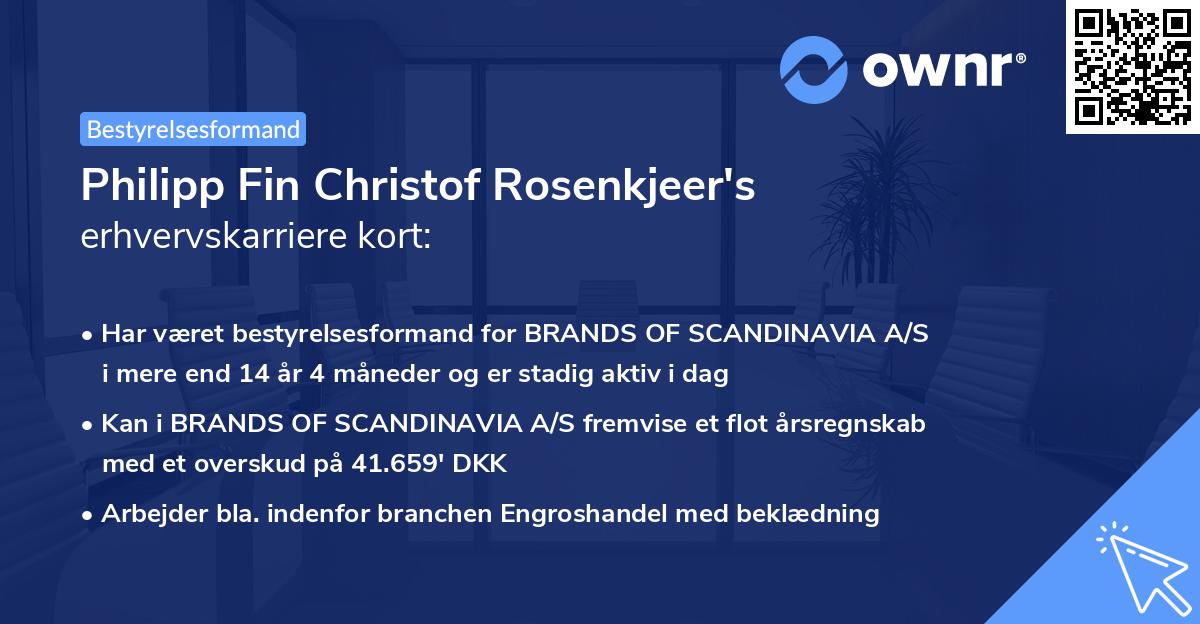 Philipp Fin Christof Rosenkjeer's erhvervskarriere kort