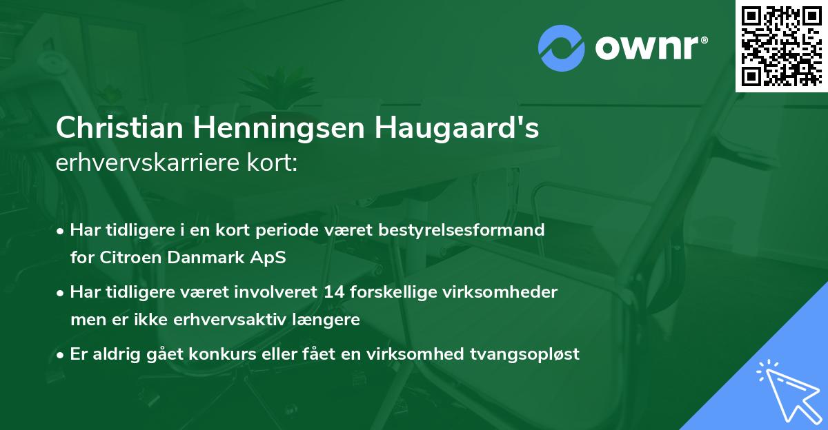 Christian Henningsen Haugaard's erhvervskarriere kort