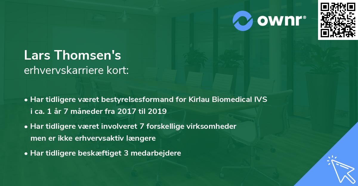 Lars Thomsen's erhvervskarriere kort