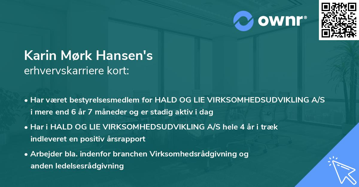 Karin Mørk Hansen's erhvervskarriere kort