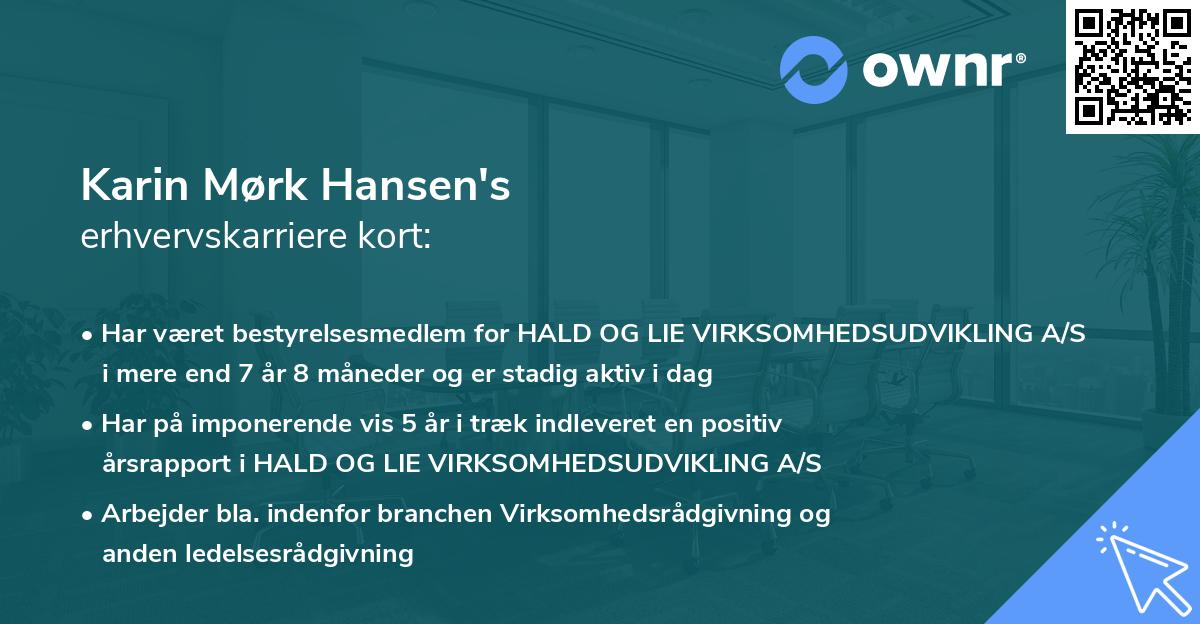 Karin Mørk Hansen's erhvervskarriere kort