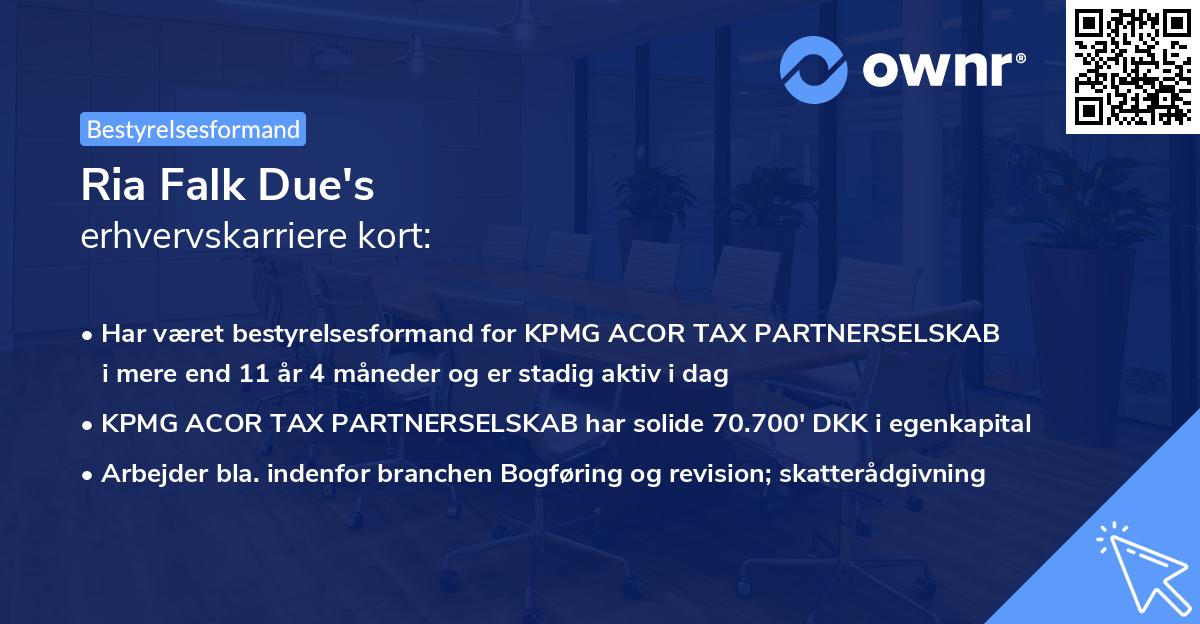 Ria Falk Due's erhvervskarriere kort