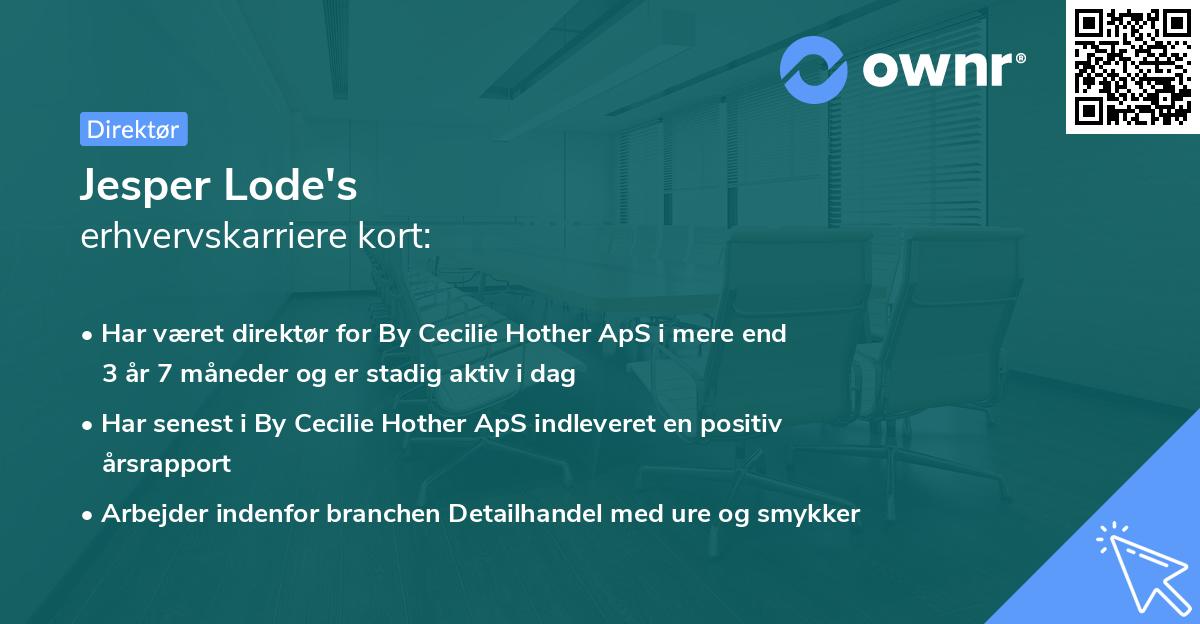 Jesper Lode's erhvervskarriere kort