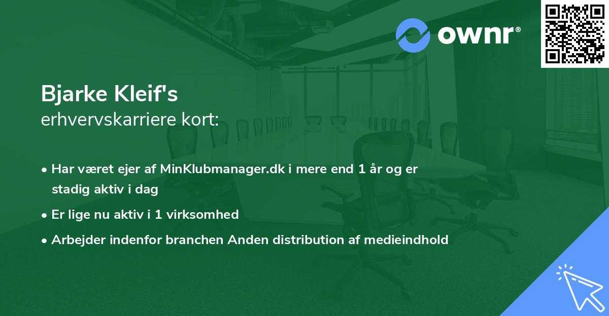 Bjarke Kleif's erhvervskarriere kort