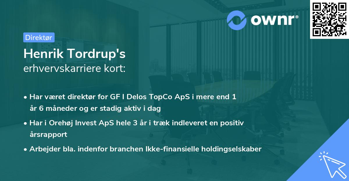 Henrik Tordrup's erhvervskarriere kort