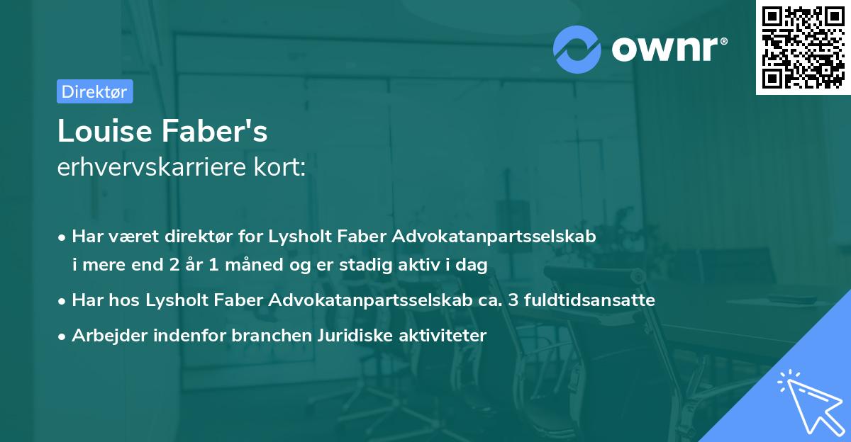 Louise Faber's erhvervskarriere kort