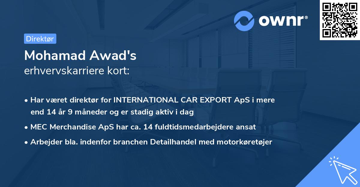 Mohamad Awad's erhvervskarriere kort