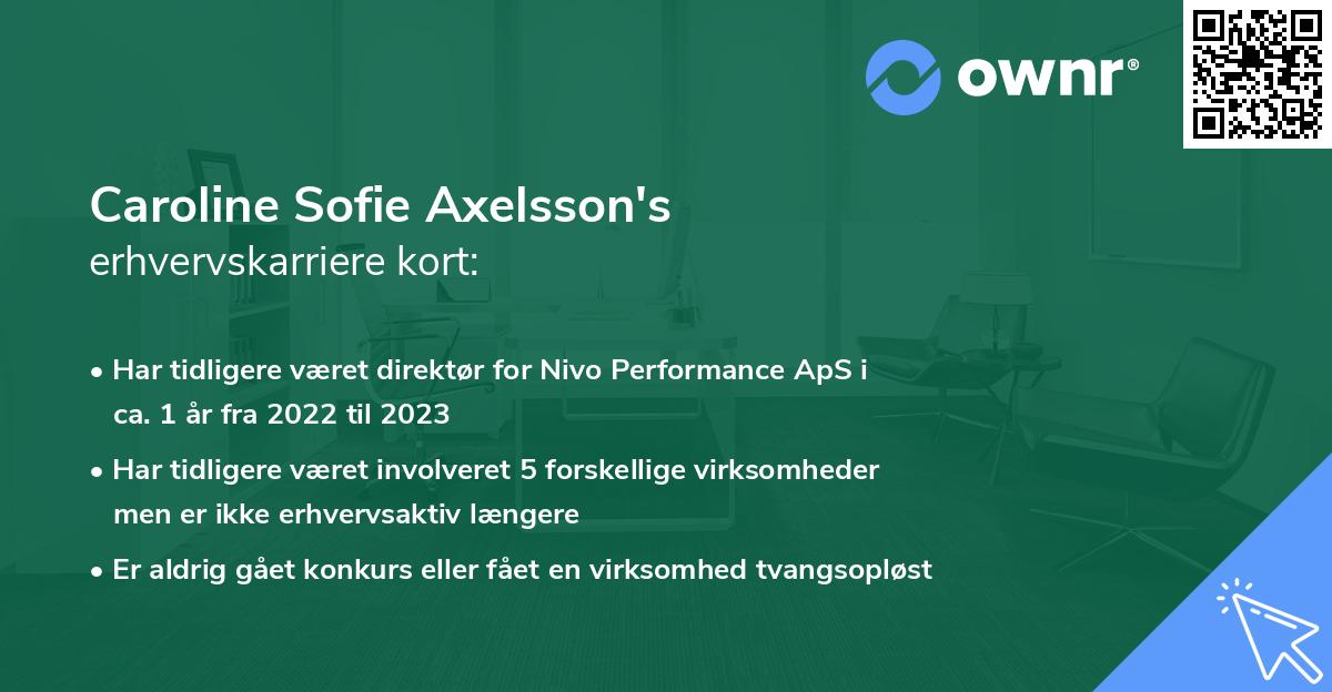 Caroline Sofie Axelsson's erhvervskarriere kort