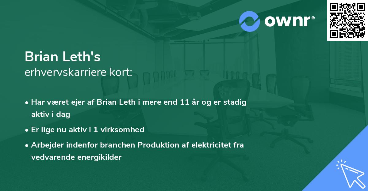 Brian Leth's erhvervskarriere kort