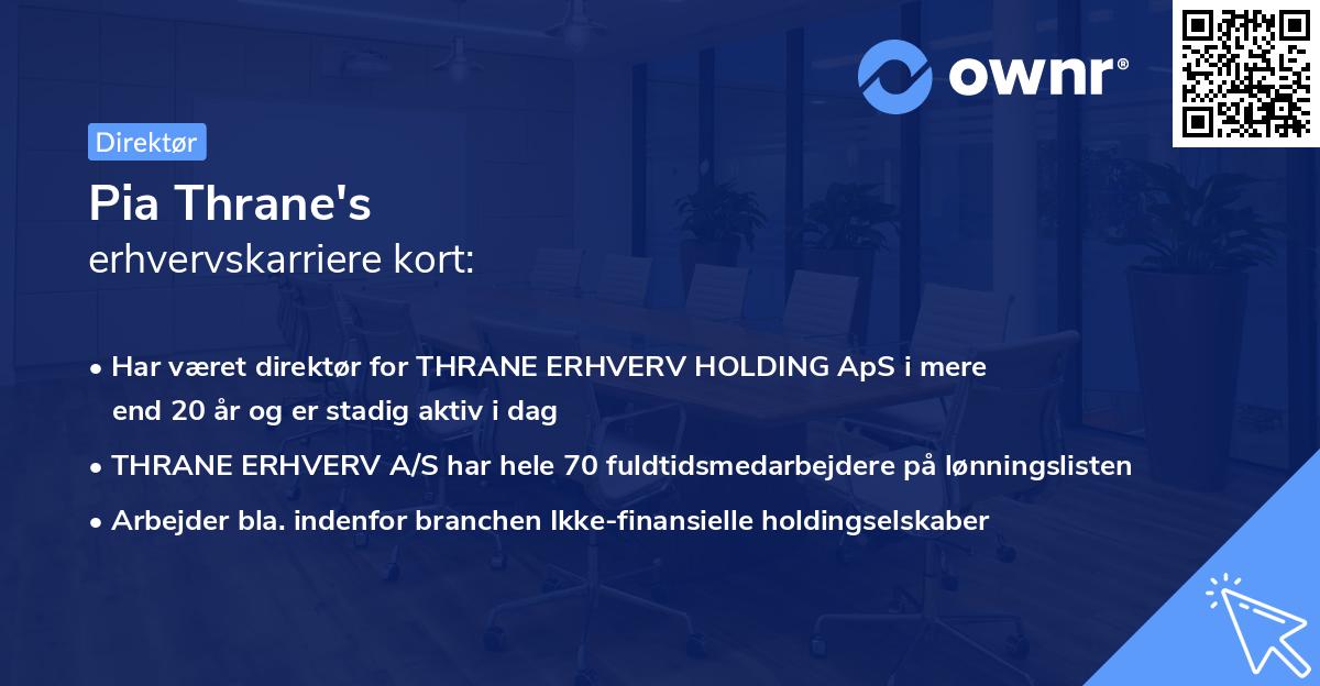 Pia Thrane's erhvervskarriere kort