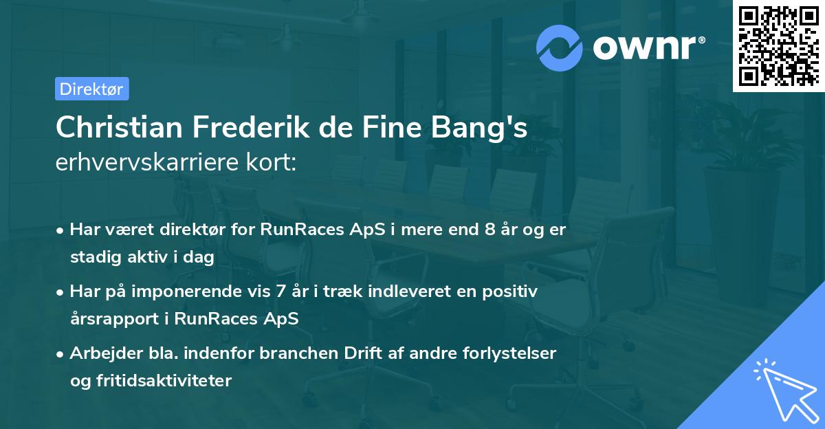 Christian Frederik de Fine Bang's erhvervskarriere kort
