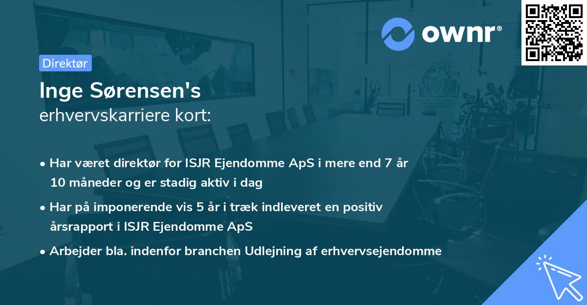 Inge Sørensen's erhvervskarriere kort