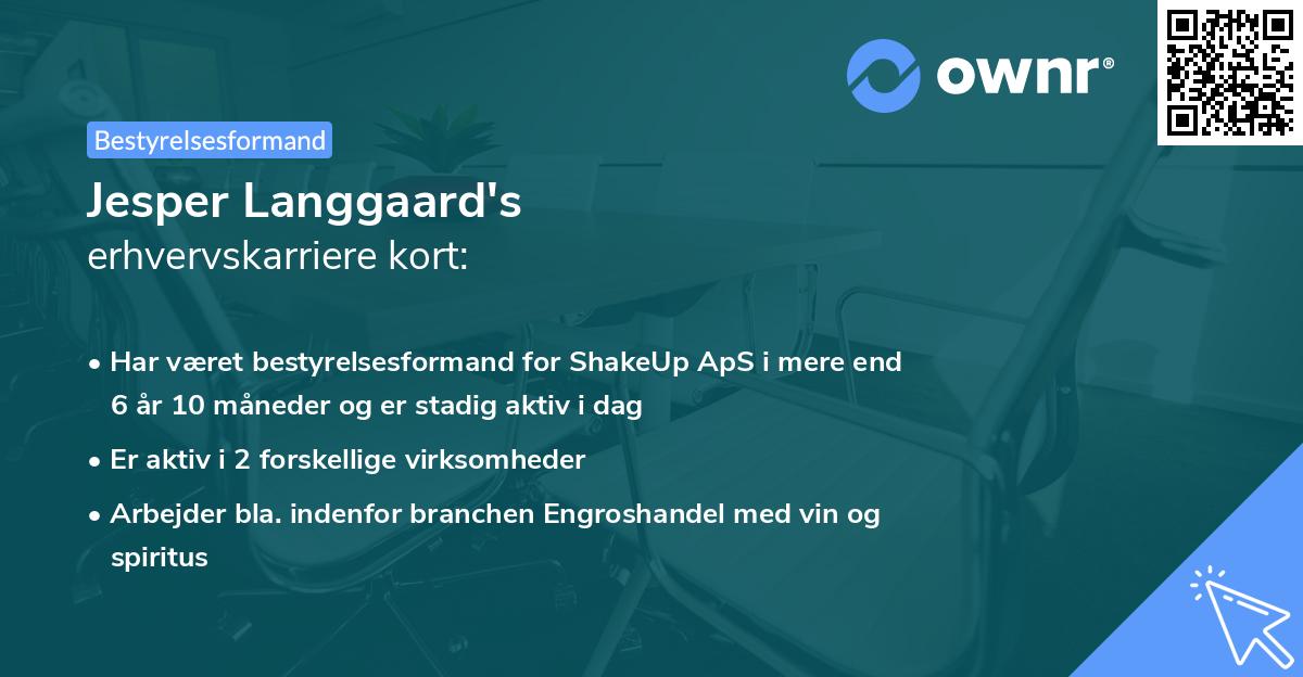 Jesper Langgaard's erhvervskarriere kort