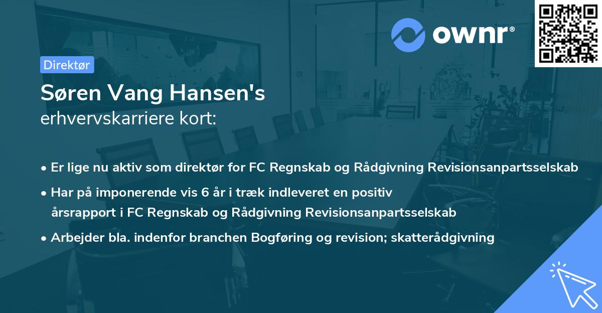 Søren Vang Hansen's erhvervskarriere kort