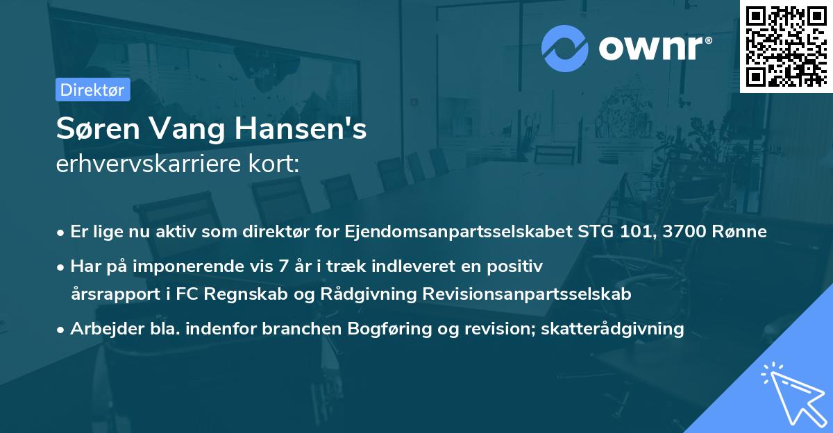 Søren Vang Hansen's erhvervskarriere kort