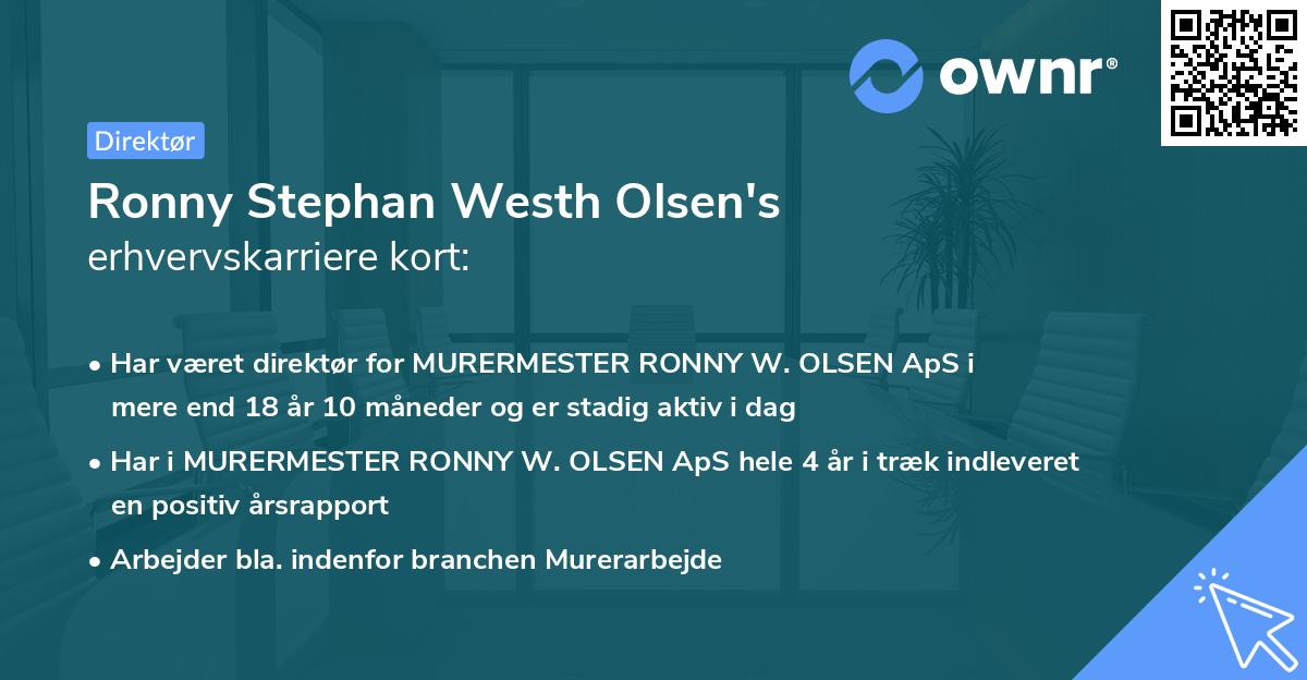 Ronny Stephan Westh Olsen's erhvervskarriere kort