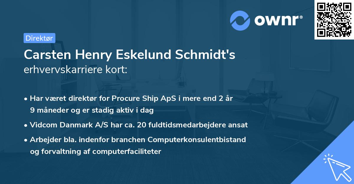 Carsten Henry Eskelund Schmidt's erhvervskarriere kort
