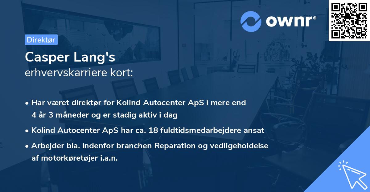 Casper Lang's erhvervskarriere kort