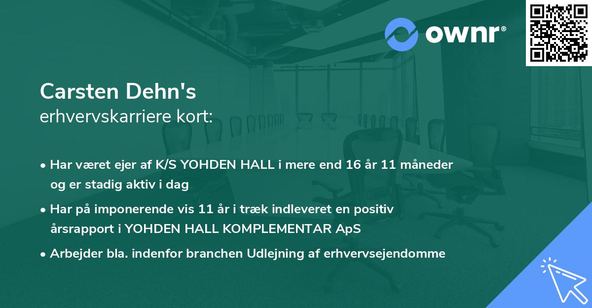 Carsten Dehn's erhvervskarriere kort