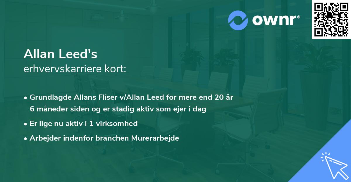 Allan Leed's erhvervskarriere kort