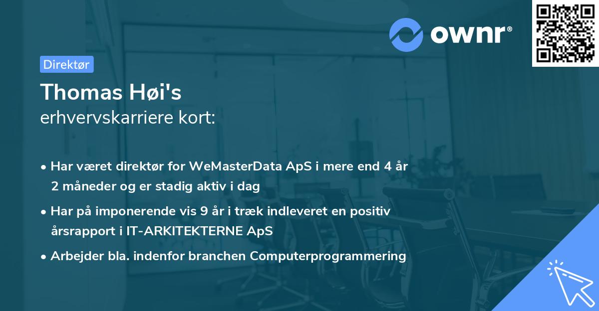 Thomas Høi's erhvervskarriere kort