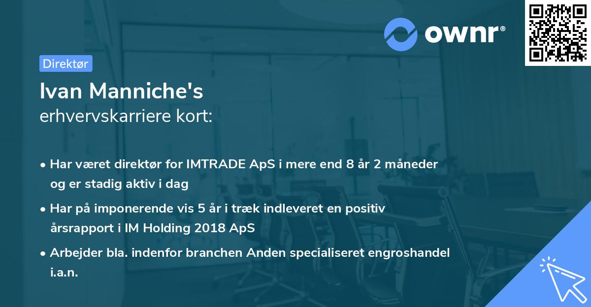 Ivan Manniche's erhvervskarriere kort