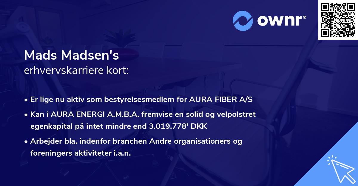 Mads Madsen's erhvervskarriere kort