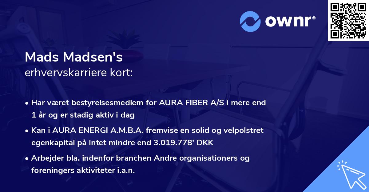 Mads Madsen's erhvervskarriere kort