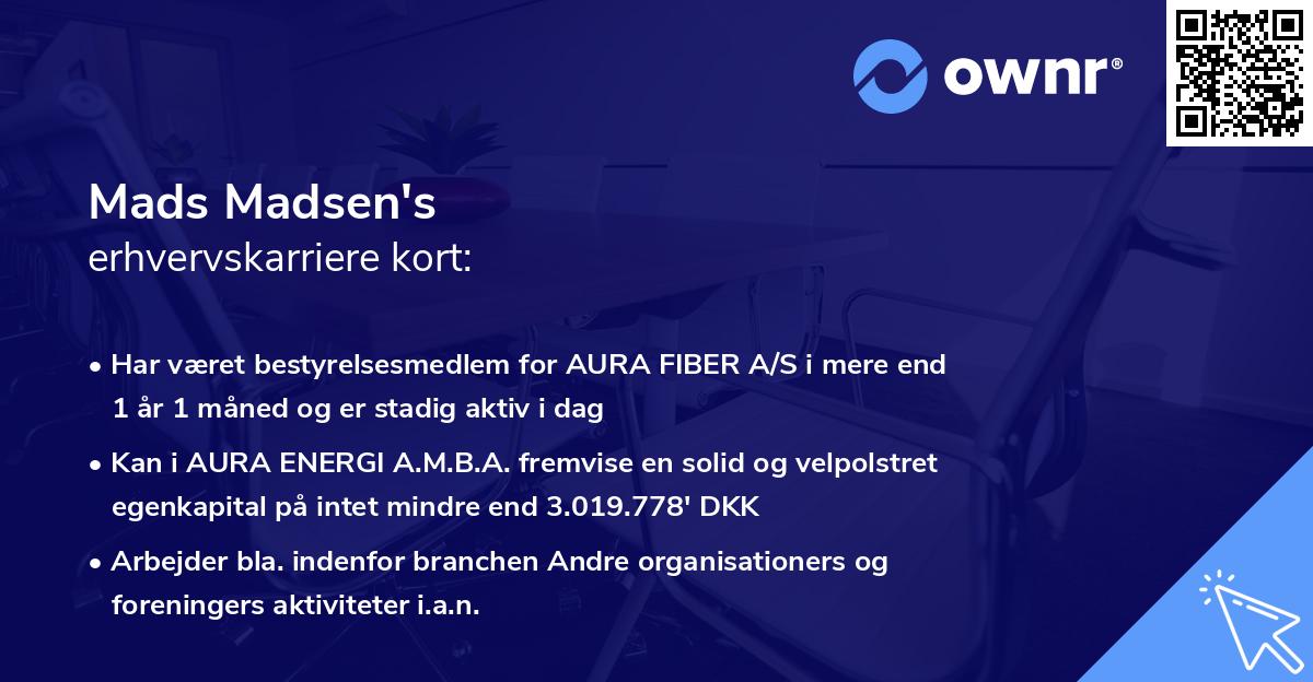 Mads Madsen's erhvervskarriere kort