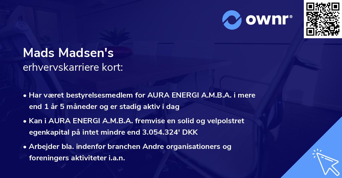 Mads Madsen's erhvervskarriere kort