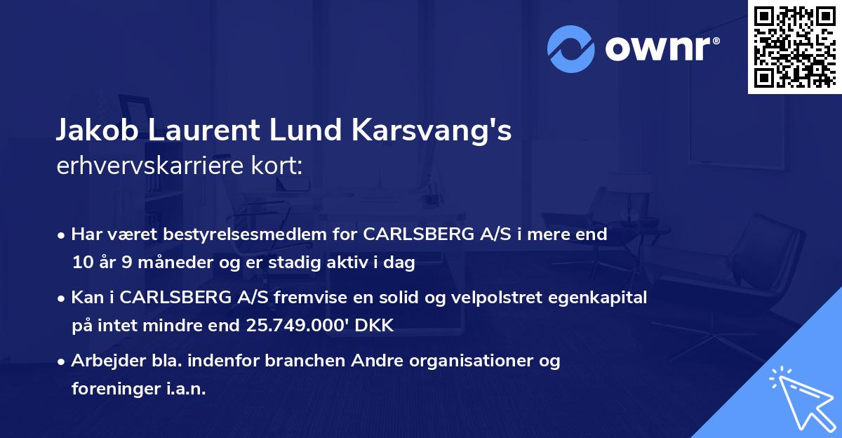 Jakob Laurent Lund Karsvang's erhvervskarriere kort