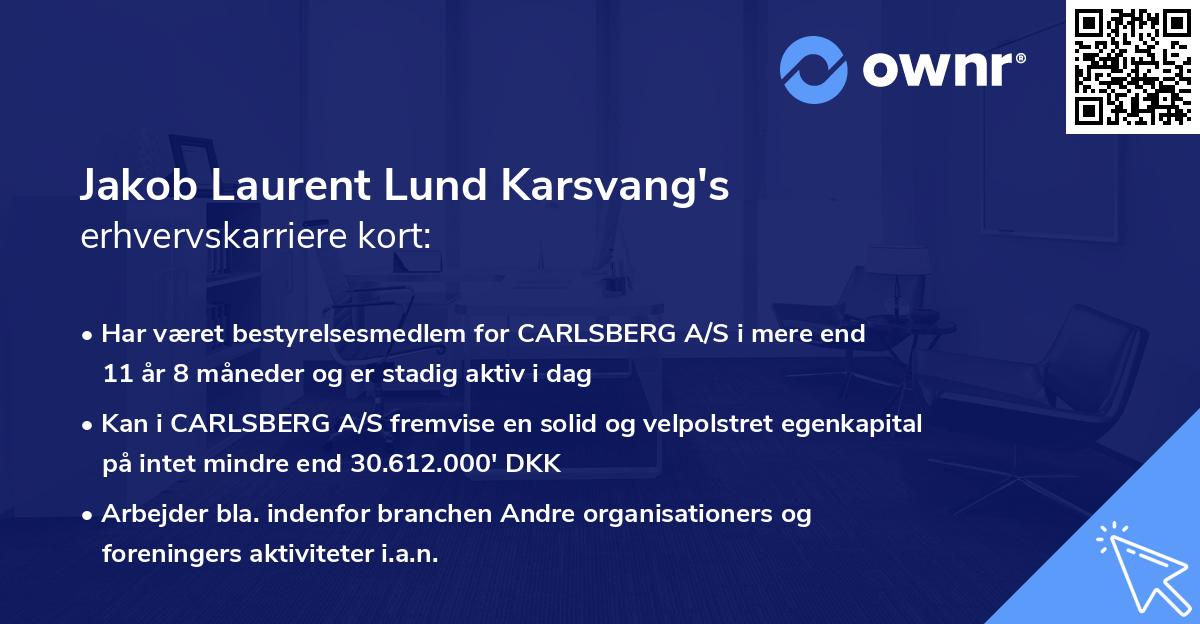 Jakob Laurent Lund Karsvang's erhvervskarriere kort