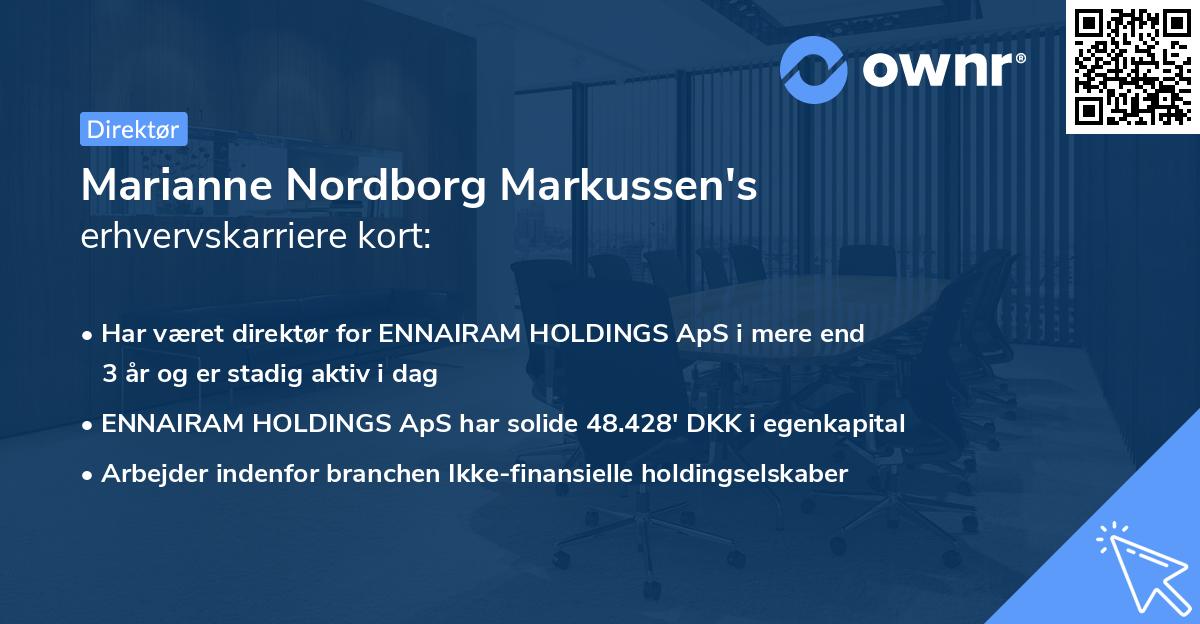 Marianne Nordborg Markussen's erhvervskarriere kort