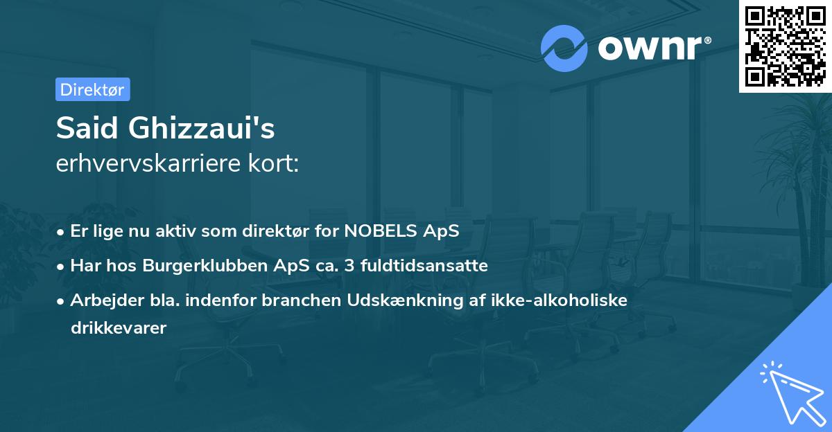 Said Ghizzaui's erhvervskarriere kort
