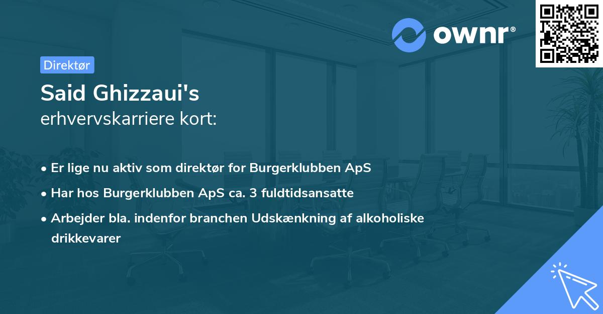 Said Ghizzaui's erhvervskarriere kort