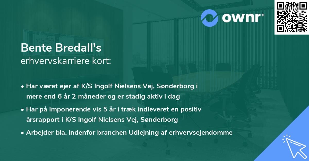 Bente Bredall's erhvervskarriere kort