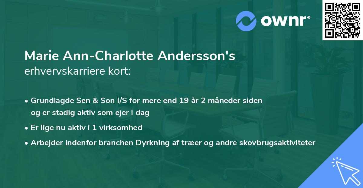 Marie Ann-Charlotte Andersson's erhvervskarriere kort