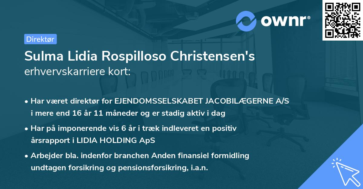 Sulma Lidia Rospilloso Christensen's erhvervskarriere kort