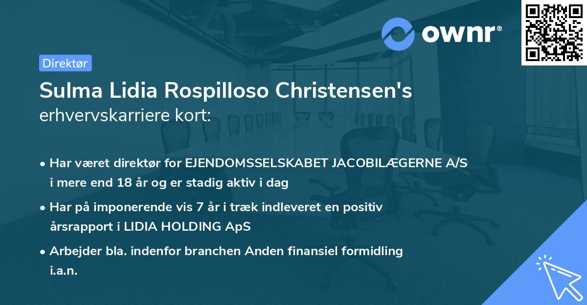 Sulma Lidia Rospilloso Christensen's erhvervskarriere kort